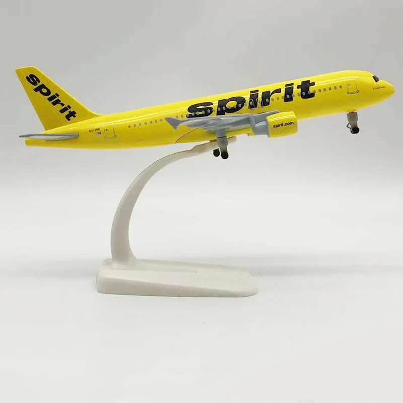 

20CM Airplanes Spirit Airlines A320 Metal Diecast Plane Model Aircraft Display Kid Gift Collectible Wheels Display