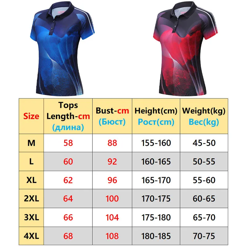 Badminton Jersey Women Table Tennis Gym Polyester Shirts Run Quick Dry Turn Down Tee 4XL Golf Breathable Game Clothes