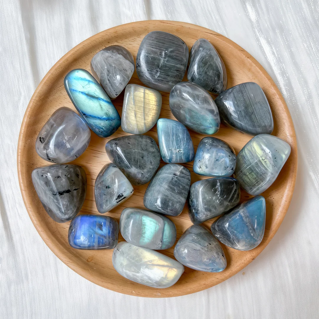 3/5/8pcs Flash Blue Light Labradorite Tumbled Stones Natural Polished Crystal Mineral Specimen Energy Healing Room Ornament