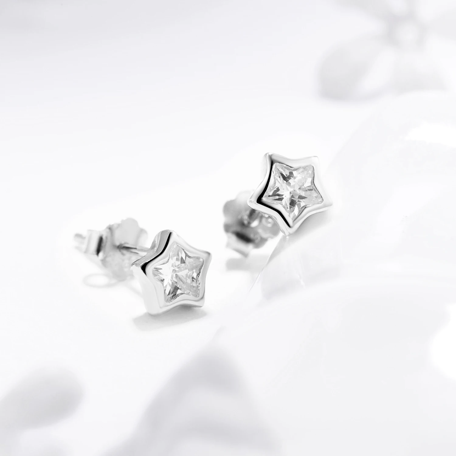Modian najwyższej jakości 925 Sterling Silver wyczyść musujące cyrkonia gwiazdy stadniny kolczyki dla kobiet wykwintne biżuteria — zdjęcie 4