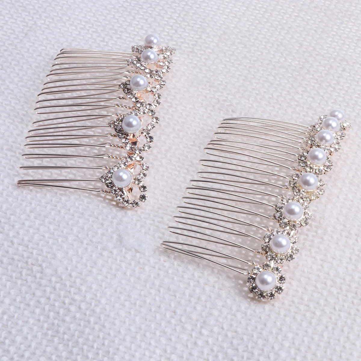 

2Pcs Pearl Rhinestone Hair Comb Bridal Alloy Insert Wedding Headpiece Hair Accessories for Bride Bridesmaids Comb for Bridal