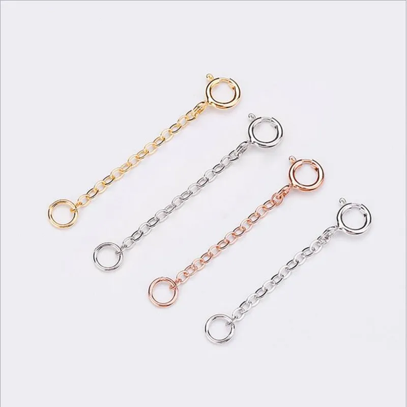 

2Pcs 3/5/8cm 925 Sterling Silver Extended Chain with Lobster Claps Connector Extension chain for Necklace Bracelet DIY Jewelry