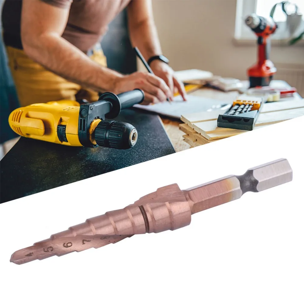 Multifunctional Step Drill Bit High Speed Steel Hex Shank Hole Opening Tool Cobalt Coating M35 Cobalt Hole Cutter Cutting