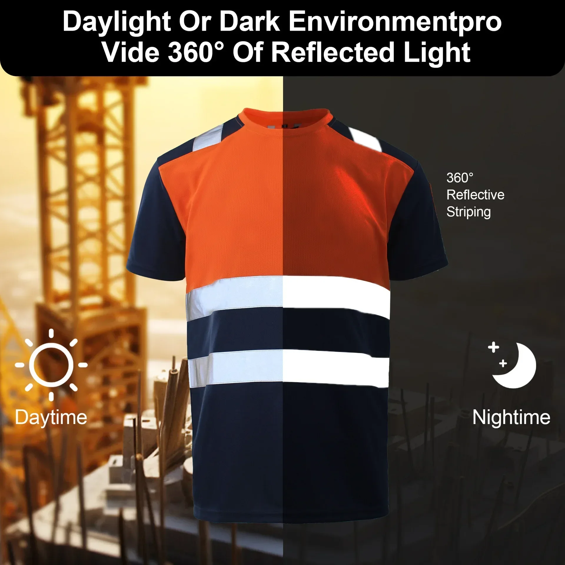 Summer Safety Work TShirt Summer Breathable Work Tops Cast T-shirt Quick Drying Sweat Wicking High Visibility Oversized Clothing