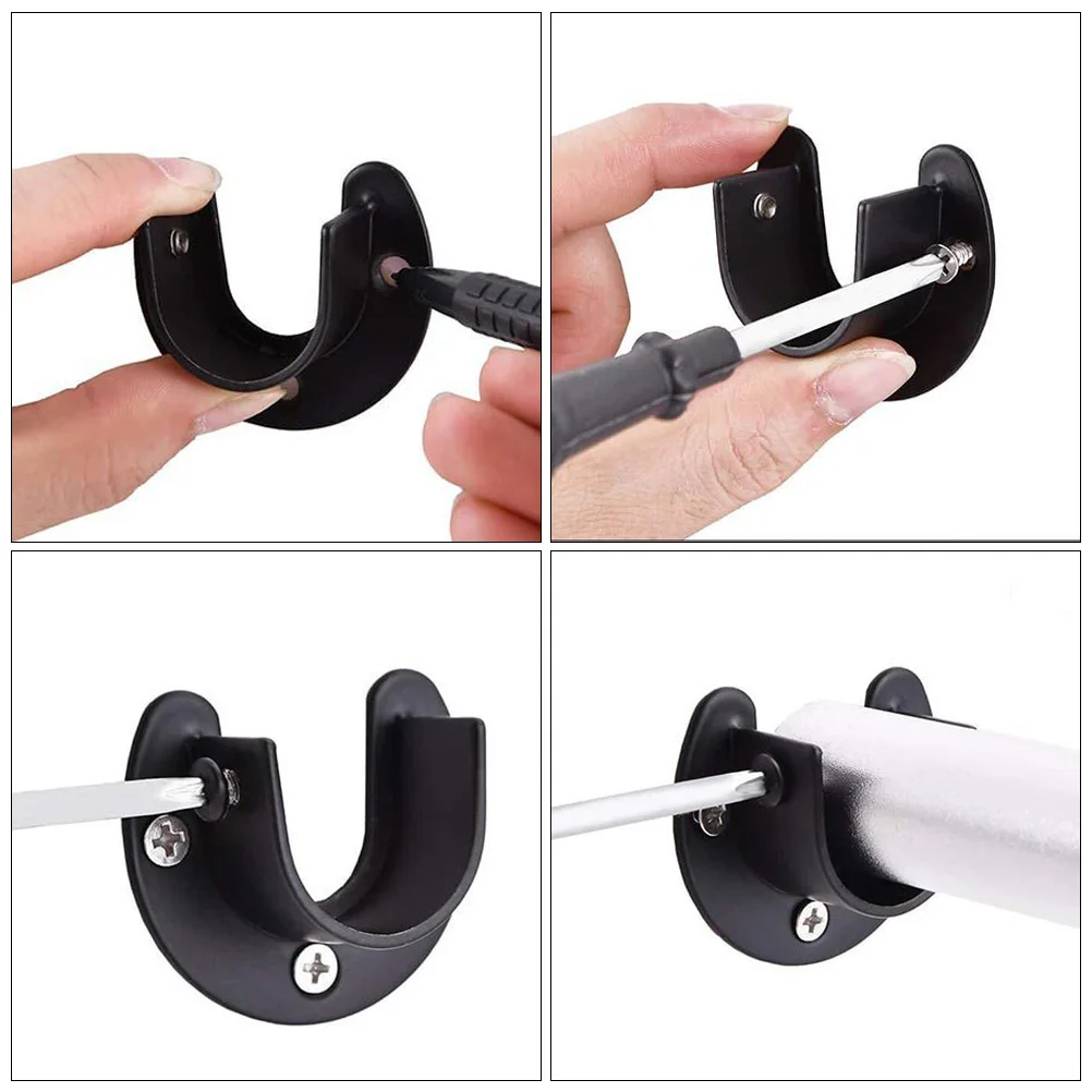 

Clothes Rail Stainless Steel Shower Curtain Rod Base Pole Hanging Closet Sockets