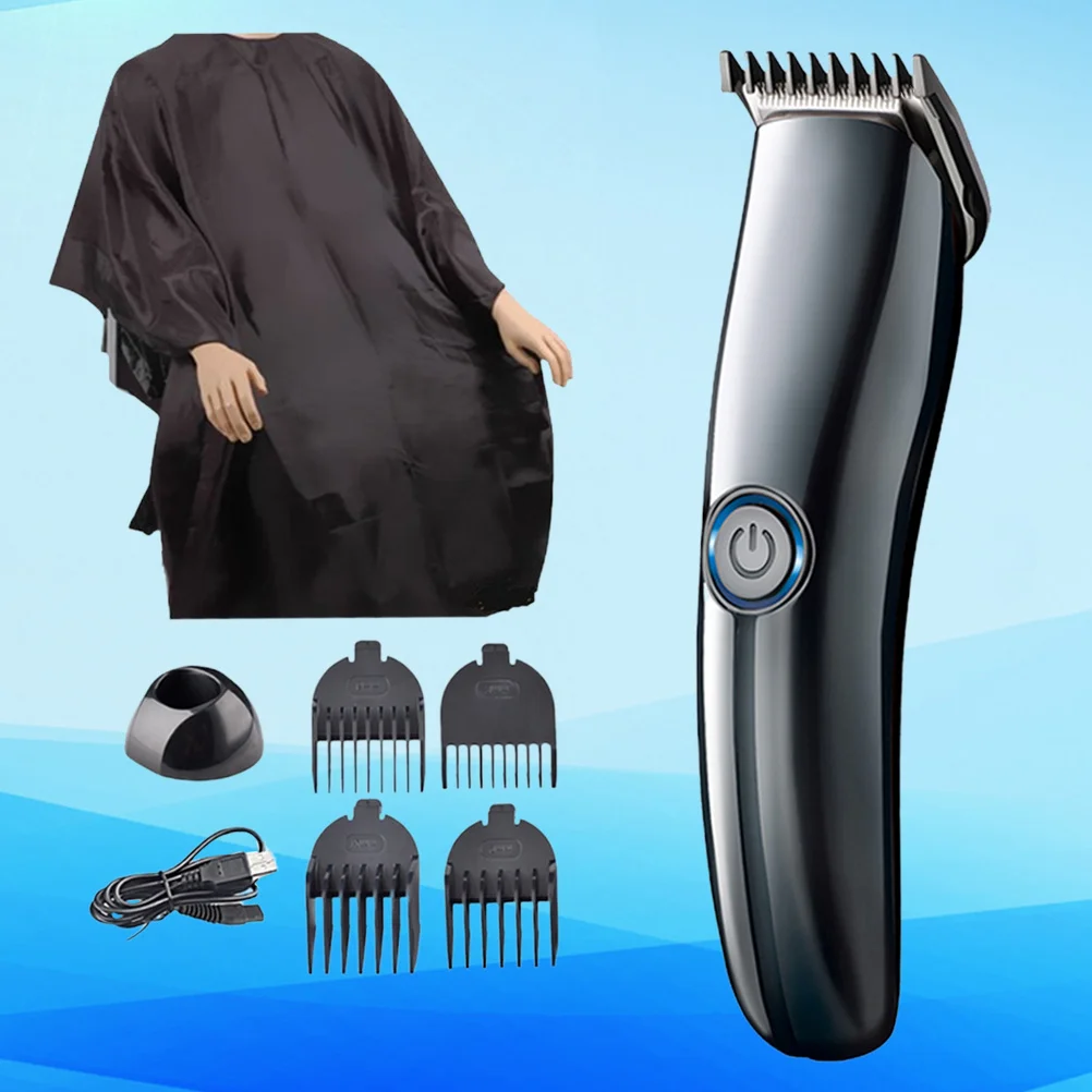 

1Set Haircutting Kit USB Charging Clipper Professional Hairdressing Apron Wai Cloth Hair Cutter Combs Scissors
