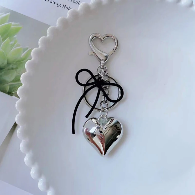 Ins Style Bow Bowknot Pearls Bag Pendant Charm Heart Keychain Elegant Beaded Keyring Sweet Key Chain Phone Key Bag Hangings