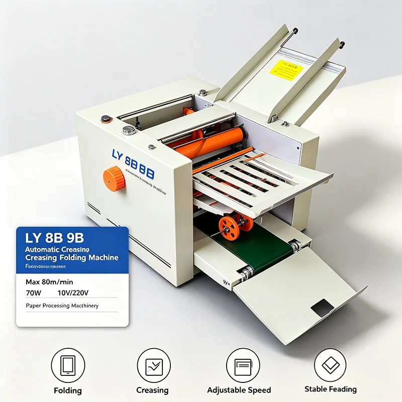 LY 8B 9B Automatic Creasing Folding Machine Small Paper Processing Machinery Max 80m/Min Line Speed 70W 110V/220V