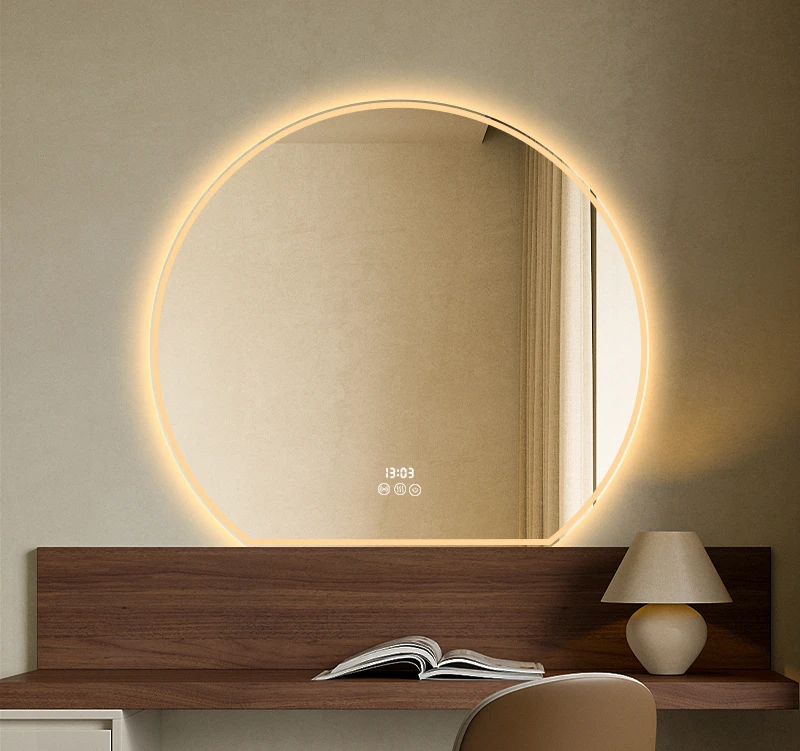 Dresser mirror light luxury led wall-mounted bedroom special-shaped desktop makeup mirror