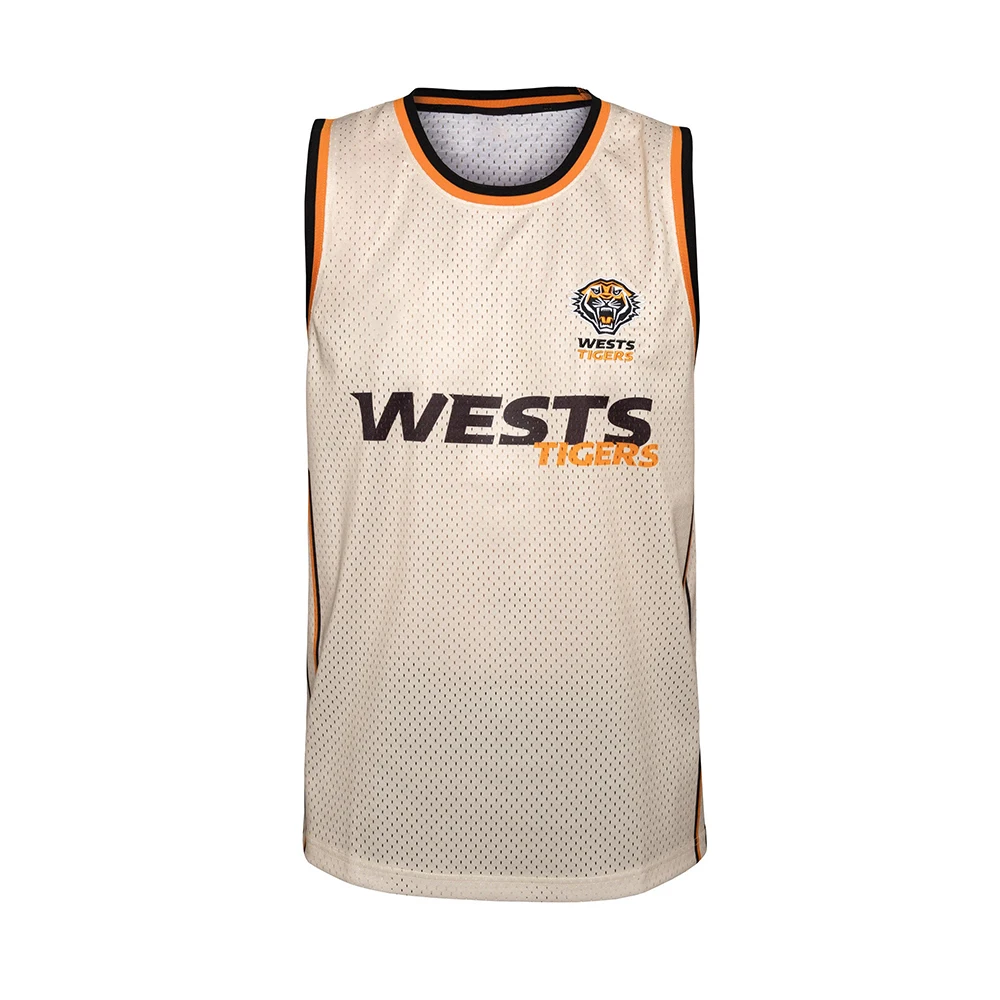 26/27 Men Women Kids NRL Wests Tigers 26# Retro Basketball Singlet Cream Sleeveless Jersey Vintage Training Fan Sports Tank Top
