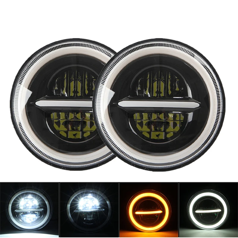 

2PCS Car Headlight Lights 150W Car Led Lamp H4 7inch Car Accessories Angel Eyes H4 Led Headlight For Lada Niva 4X4 Uaz Hunter