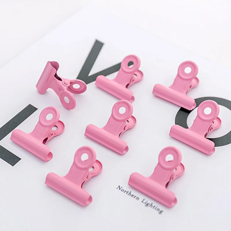 1PCS Candy Color Paper Clip Metal Paper Clamp Document Organizer Clip Multifunction Binder Clip School Office Stationery