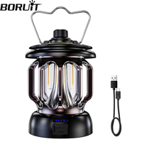 BORUiT Retro Portable Camping Lantern Type-C Rechargeable 1200mAh Power Bank Light Flickering Flame Hanging Waterproof Lamp