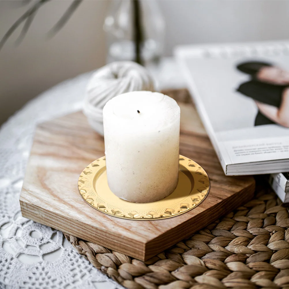 

2Pcs Round Holder Tray Metal Plate Dining Table Centerpiece Storage Tray Home Decor Trays for Dessert Table