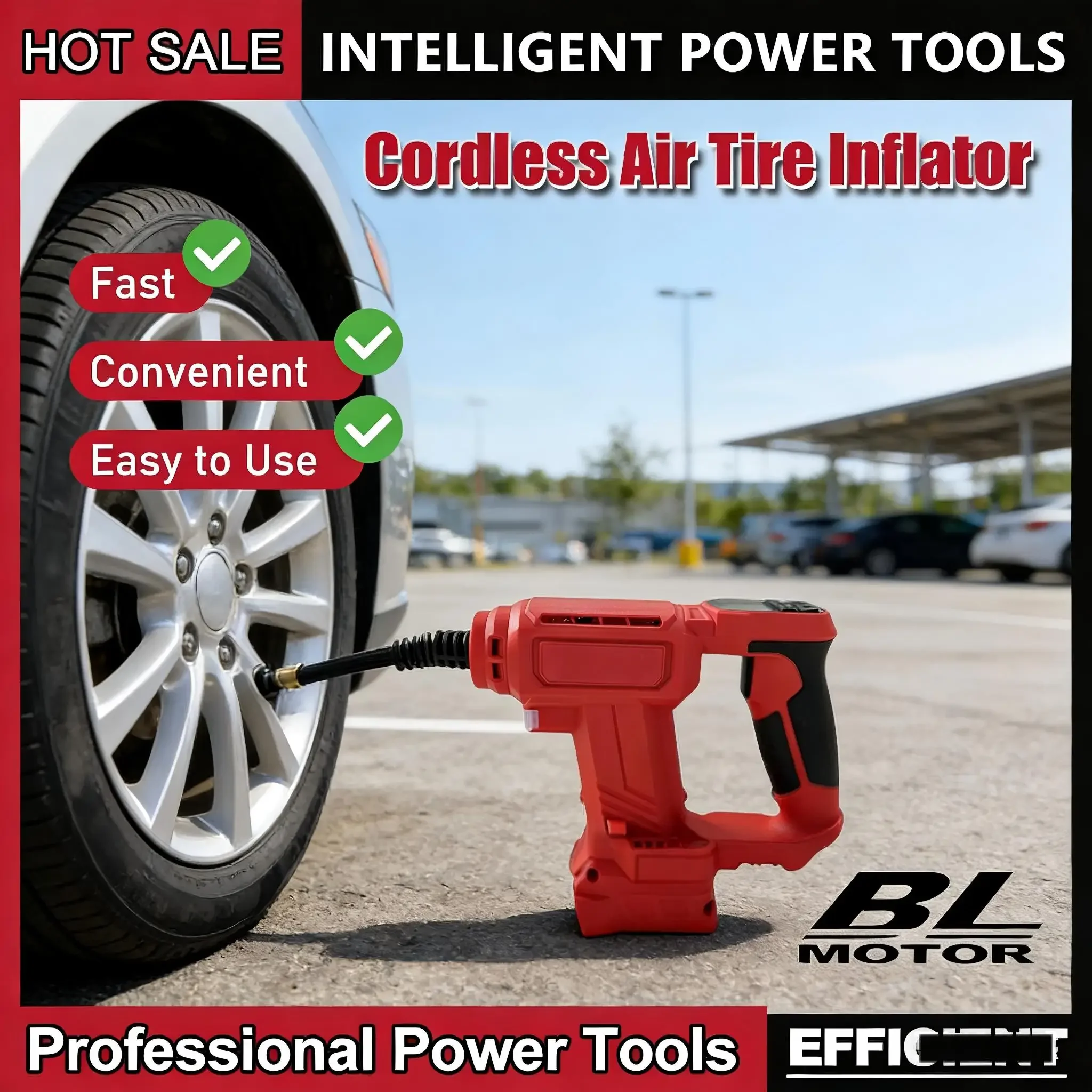 

Цифровой дисплей, насос для подкачки шин, совместимый с аккумулятором Milwaukee 18V, портативный воздушный компрессор, беспроводной автомобильный насос