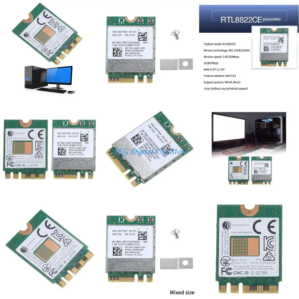 

U75B Mini PCIe Wi-Fi Card Dual-Band 2.4+5G 1200M BT5.1 Беспроводная карта 1200M RTL8822CE