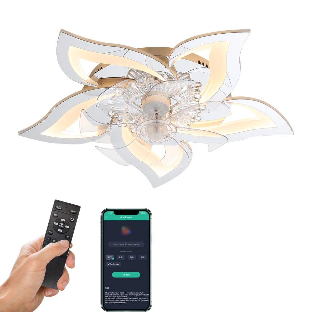 Ceiling Fan with Lights 27In Remote Contro Dimmable LED 6 Gear Wind Speed Fan Light