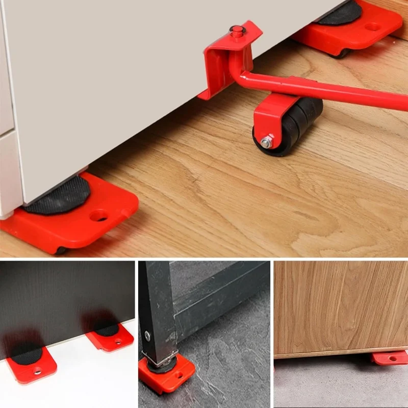300KG Heavy Duty Furniture Lifter Transport Mover Lifter Slides Wheel Easy Furniture Mover Tool Set Wheel Roller Bar Hand Tools
