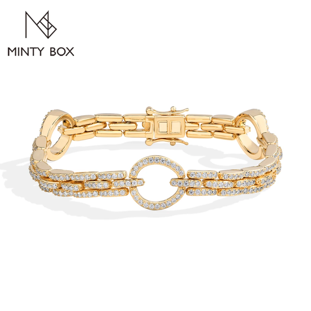 

MINTYBOX S925 Sterling Silver Moissanite Hoop Bracelets for Women Lab Grown Diamond 15-20cm Luxury Wedding Fine Jewelry Gift