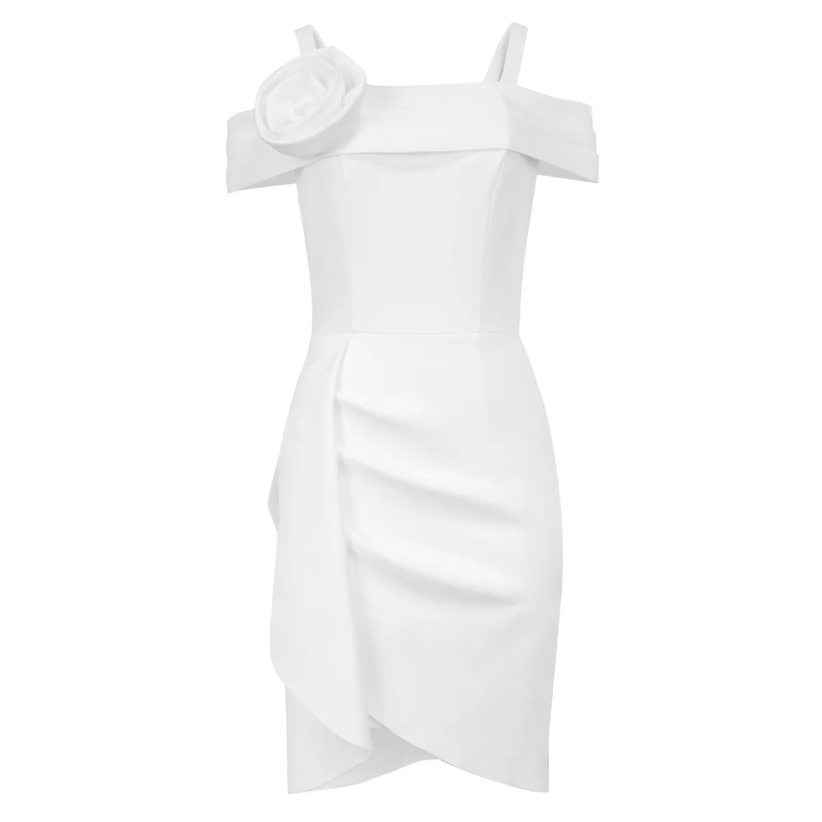 Am 050112 Trendy Floral Decorated Dress Party Banquet Off-shoulder Bodycon Dress Silk 2025 Summer Dress Robe Vestido Women