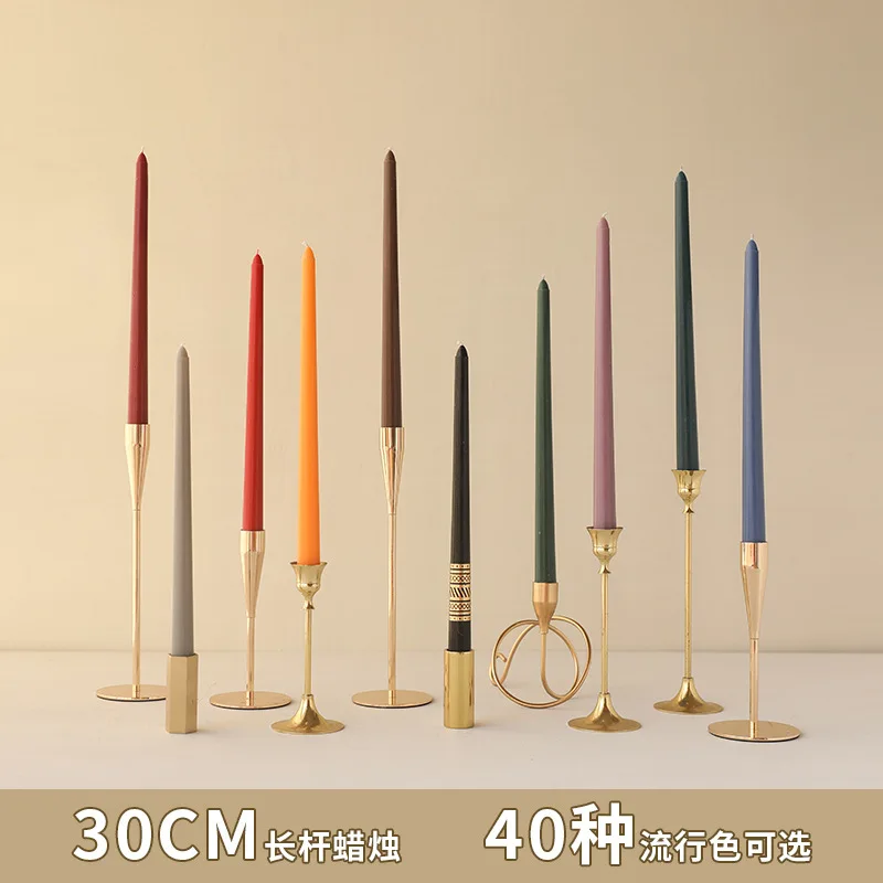 30CM Multi Color Branch Wedding Candles Colorful Long Pole Home Decoration Candles Smoke-free 4 Sticks