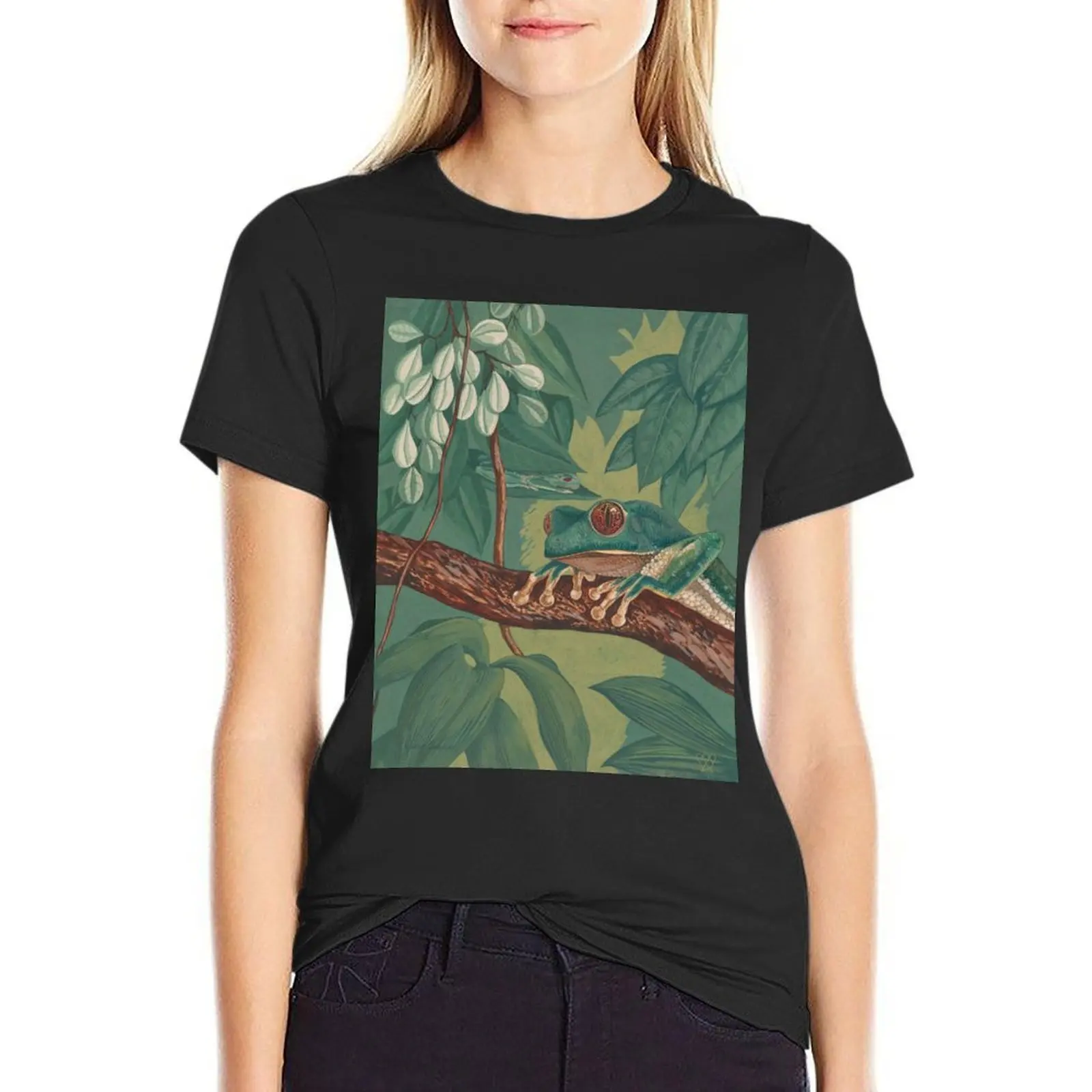 

Orange-Eyed Tree Frog T-Shirt oversized hippie clothes customs design your own Short sleeve tee white t-shirts for Women