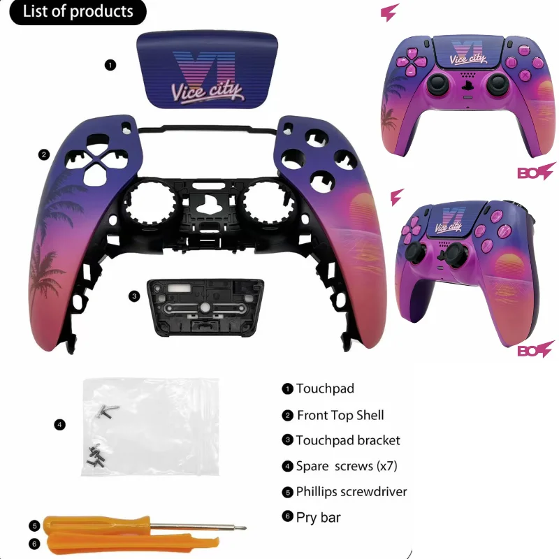 2026 Nova Tampa Frontal para PS5 GTA 6 Sunset City com Touchpad para Controle DualSense, Substituição para BDM-010 a BDM-060