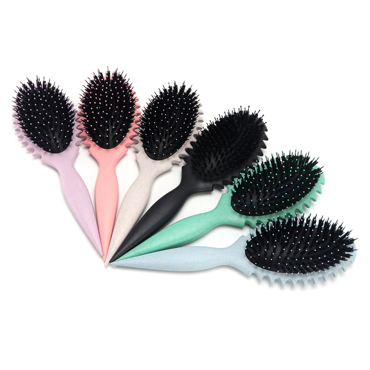 Brosse multi-usages pour cheveux bouclés, peigne à barbe en poils de sanglier, poignées de coiffure, outils de coiffure pour la maison, définition des boucles