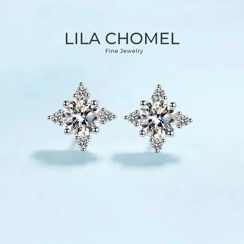 

GirlFriend Birthday Gift 18K White Gold Earplug Earrings Women Wedding 1/0.5CT Moissanite Diamond PT950 Platinum Valentine's Day