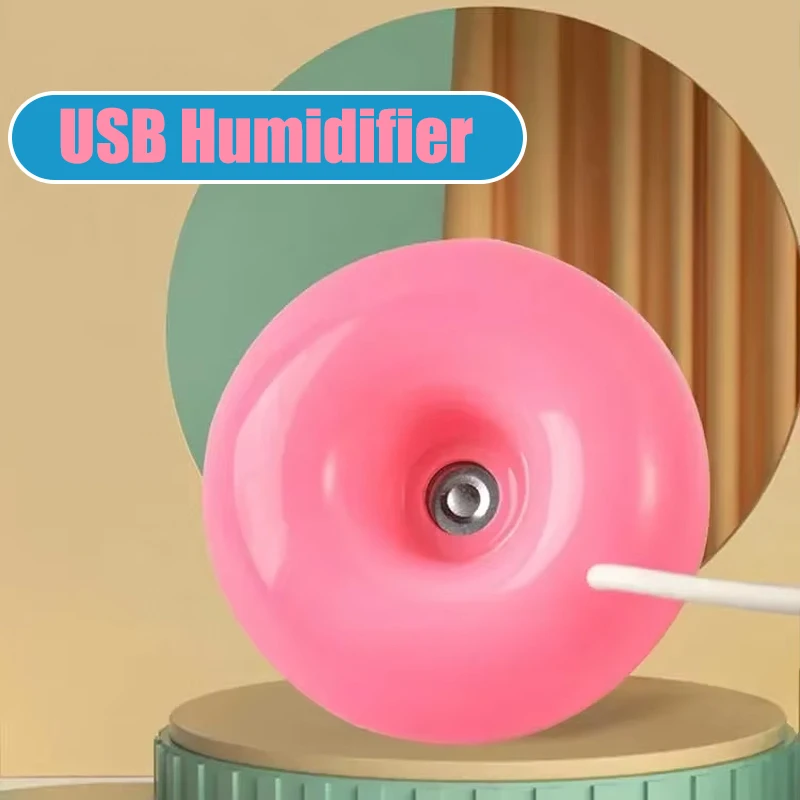 USB Humidifier Negative Ion Round Mini Donut Shaped Desktop Air Purifier Home Office Donut Steam Diffuser Mini Sprayer