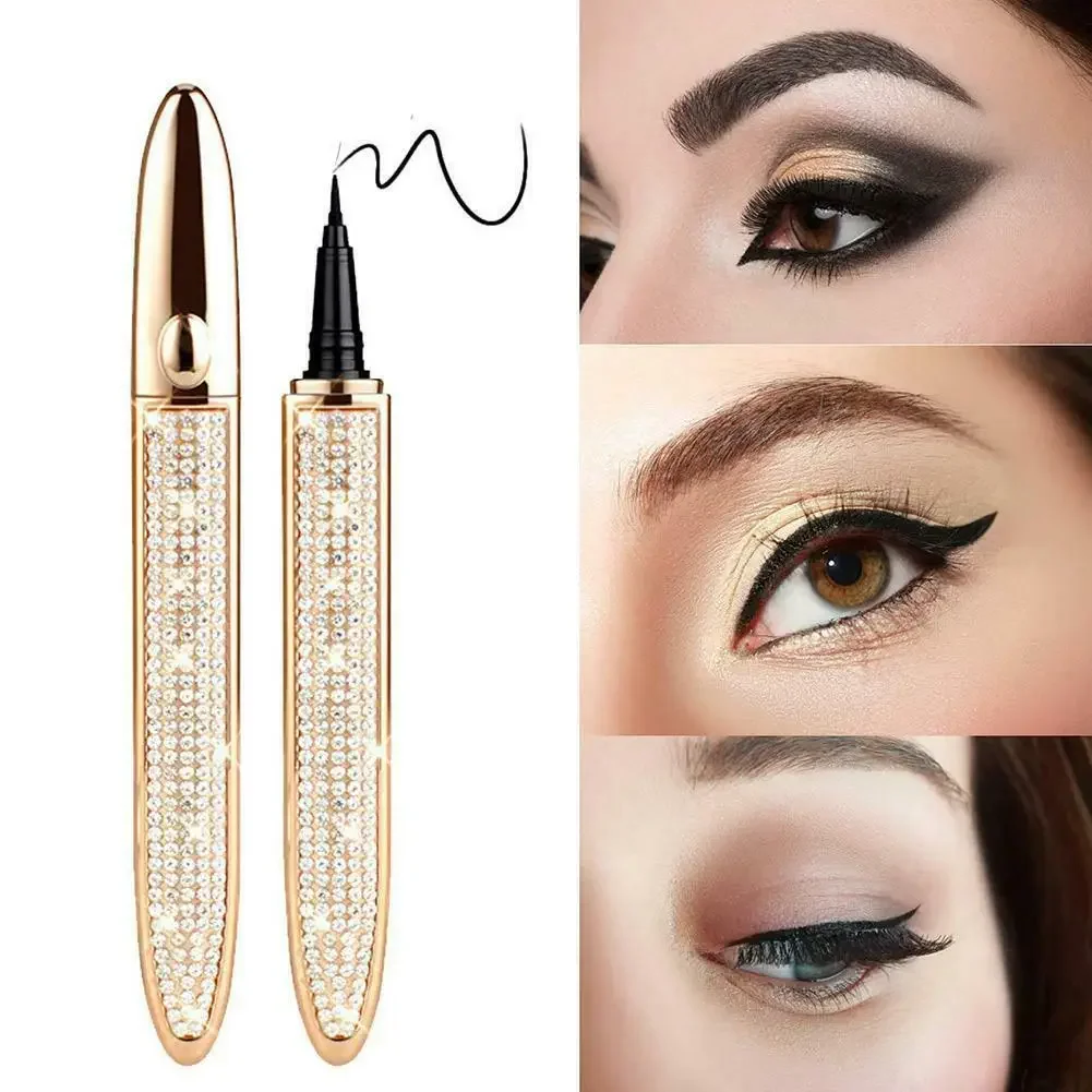 Self-adhesive Eyeliner Pen Glue-free Magnetic-free False Eyelashes Waterproof Lasting Diamond Bling Eye Liner Makeup Cosmetics