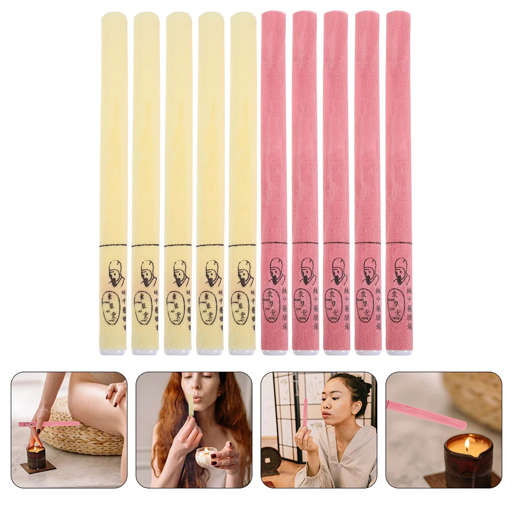 

10 Pcs Navel Moxa Sticks for Mild Moxibustion Body Bar Paper Wax Aromatherapy Spa