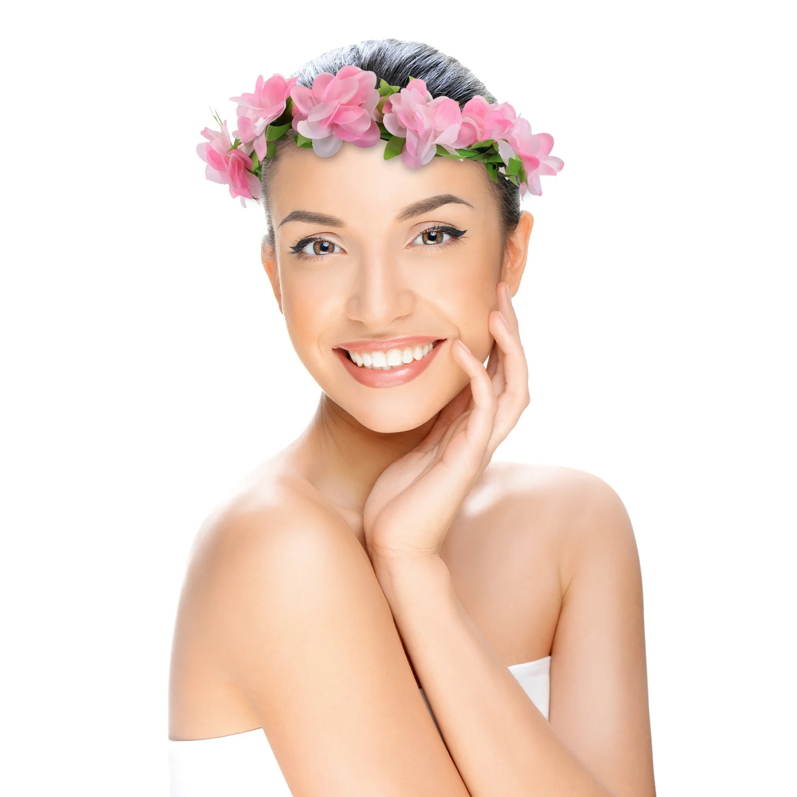 

1Pcs Floral Headband Elegant Simulated Flower Garland Headwear Wedding Beach Party Photo Prop Lifelike Hair Band