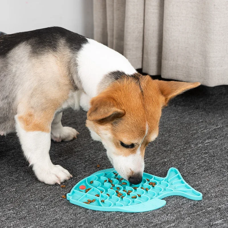 Fish Shape Silicone Lick Mat Non-slip Slow Feeding Food Bowl For Small Medium Dogs Puppy Cat Treat Feeder Dispenser Pet Supplies