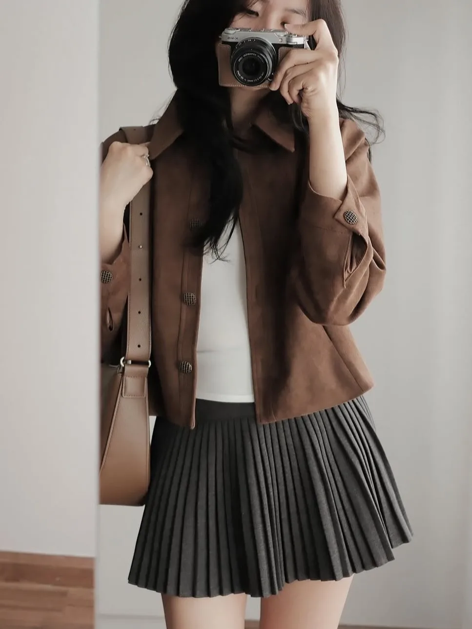 

Retro Leather Velvet ort Coat Women's Autumn Faion Collar Single Button Long Sve Top Korean Sle Stand Fit Other M...