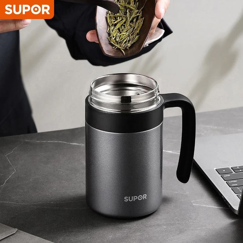 SUPOR Stainless Steel Insulated Cup Vacuum Thermal Mug Tumbler Coffee Mug Beer Cup with Handle Double Wall Office Vacuum Flasks