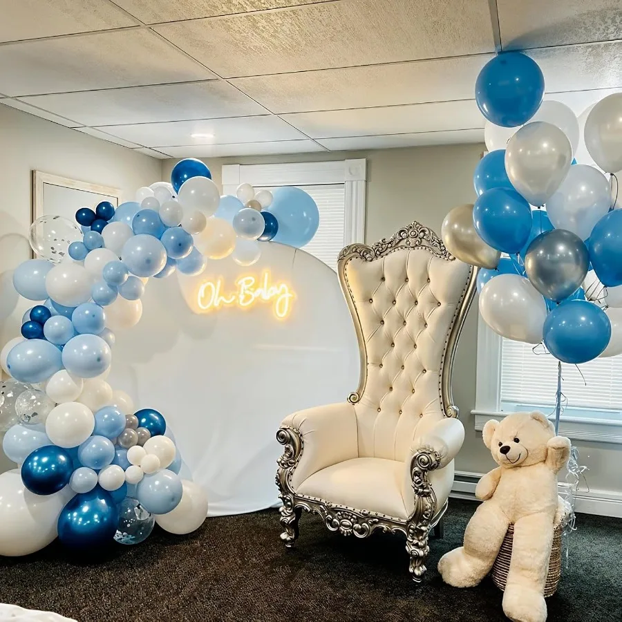 Palloncino metallizzato blu argento 60 pezzi 12 pollici Palloncino bianco blu cromato con palloncini argento Palloncini coriandoli glitterati per ragazzi