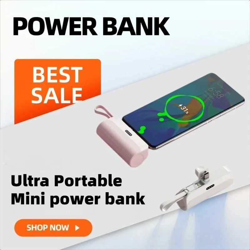 

10000mAh Pocket-sized Wireless Capsule Power Bank Compact Portable and High-capacity Mobile Power Supply