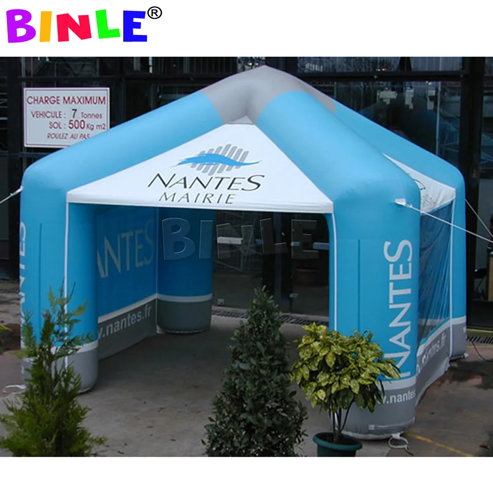 Carpa inflable azul personalizada, carpa gazebo, cabina de exposición, marquesina de cubo para Feria Comercial