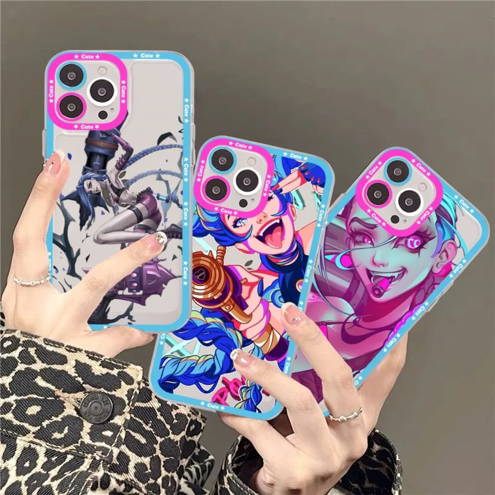 Arcane Jinx Anime Phone Case For iPhone 15 13 14 Pro Max XS XR 12 11 Pro 13 Mini Soft Clear Back Cover