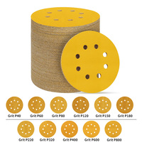 105/50/10pcs 125mm Yellow Sanding Paper 5 Inch 8Holes, Discs Grinder Car Woodworking Metal Grinding Disc Abrasive Polishing Tool
