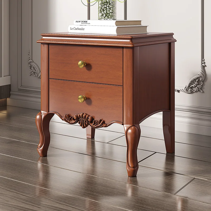 Lightweight luxury American wooden bedside table with 2 drawers