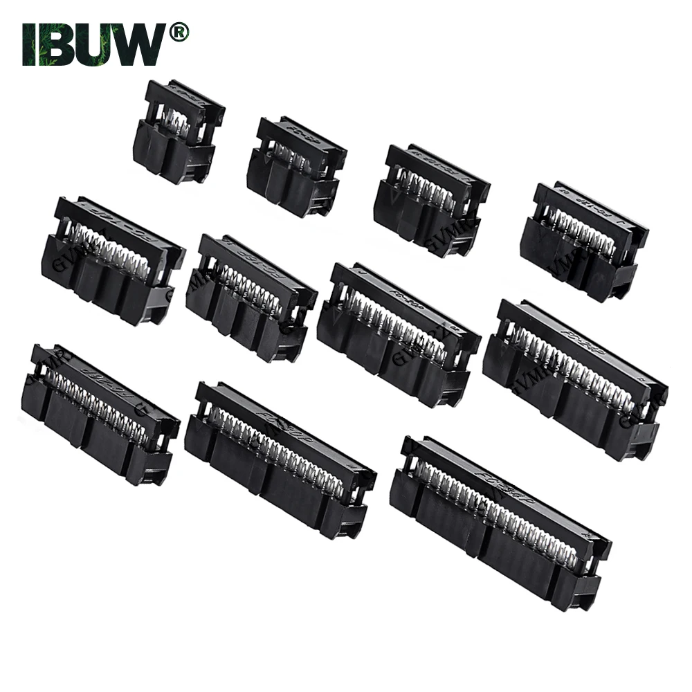 10PCS/LOT 2.54MM Pitch 6 Position 8 10 12 14 16 18 20 24 26 30 34 40 Pin Female IDC Socket IDC Connector Ribbon Cable 8-40 PIN 8