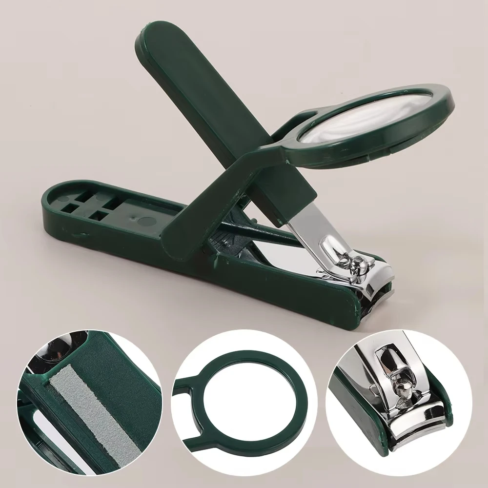 Edelstahl-Nagelknipser mit Lupe - Anti-Spritz-Design Ergonomischer Komfortgriff für Senioren Präzises Schneiden
