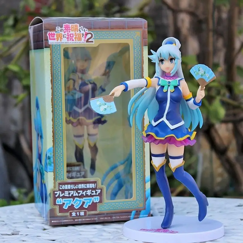 Anime KonoSuba God's Blessing On This Wonderful World Aqua Action Figure PVC Aqua Face Changing Model Toy Doll Desktop Ornament