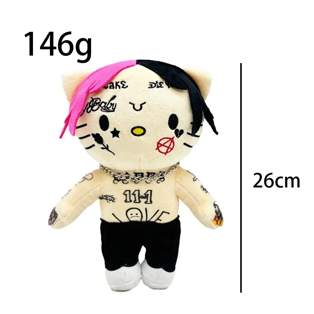 26cm Hello Kitty como rapero cantante Lil Peep animación muñeco de peluche juguete colgante lindo llavero de dibujos animados niños niñas regalos de cumpleaños