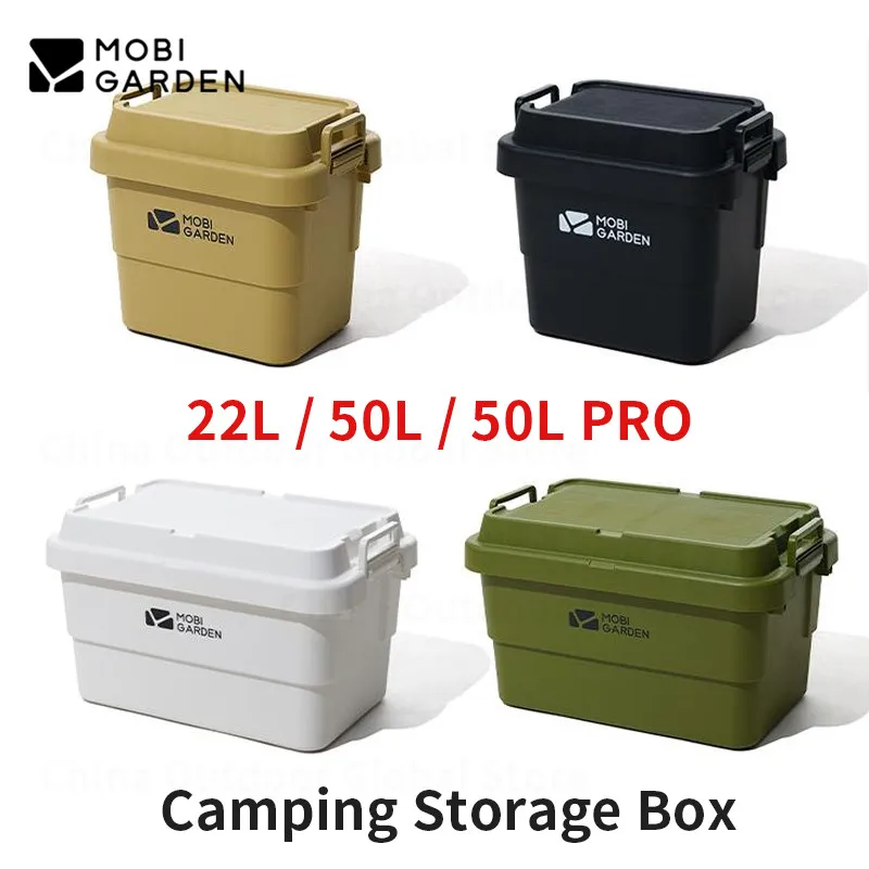 MOBI GARDEN 22L/50L/50L PRO Storage Box Large Capacity Camping Portable Storage Bags Food Grade PP Material Box Table Stackable