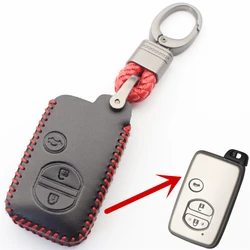 Genuine Leather Smart Key Case Cover For Toyota Prado Axio Corolla Camry Prius Aqua Crown Land Cruiser Avensis