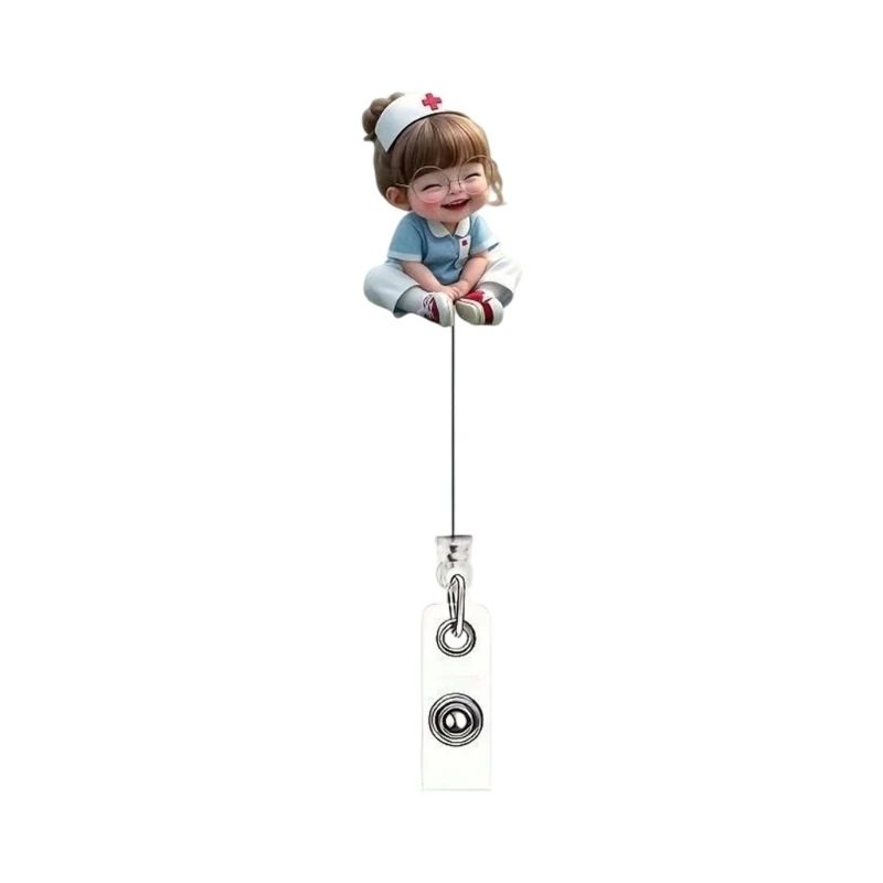 HX6A Strong Acrylic Badges Reel Retractable Cards Holder with Secure Locking Mechanism for Hospital Office Use