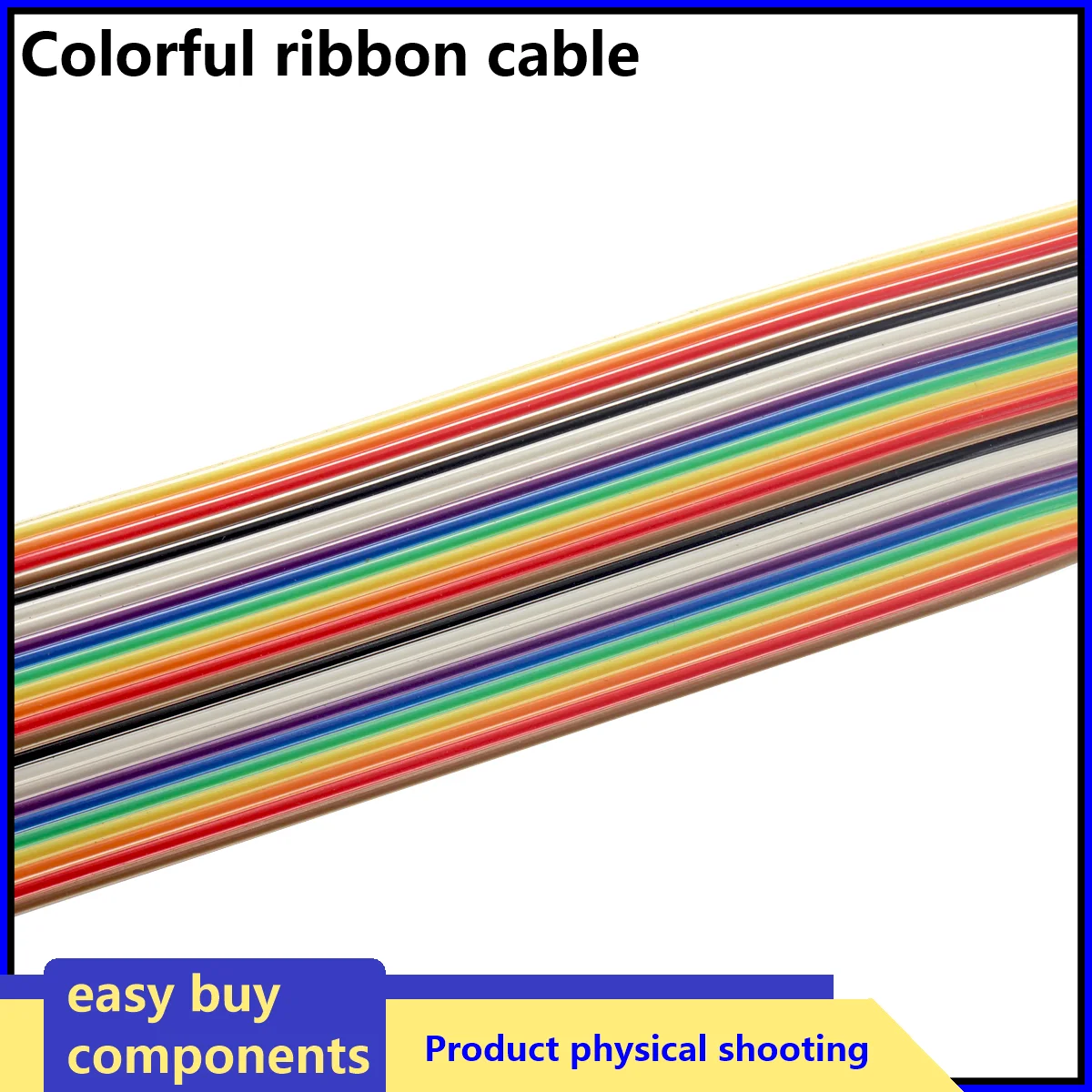 

1Meter 10P 12P 14P 16P 20P 26P 34P 40P 50P 64P1.27mm PITCH Color Flat Ribbon Cable Rainbow DuPont Wire for FC Dupont Connector